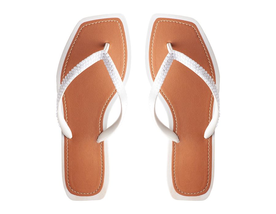 Chinelo Rasteira Feminina Com Strass Delicada Branco