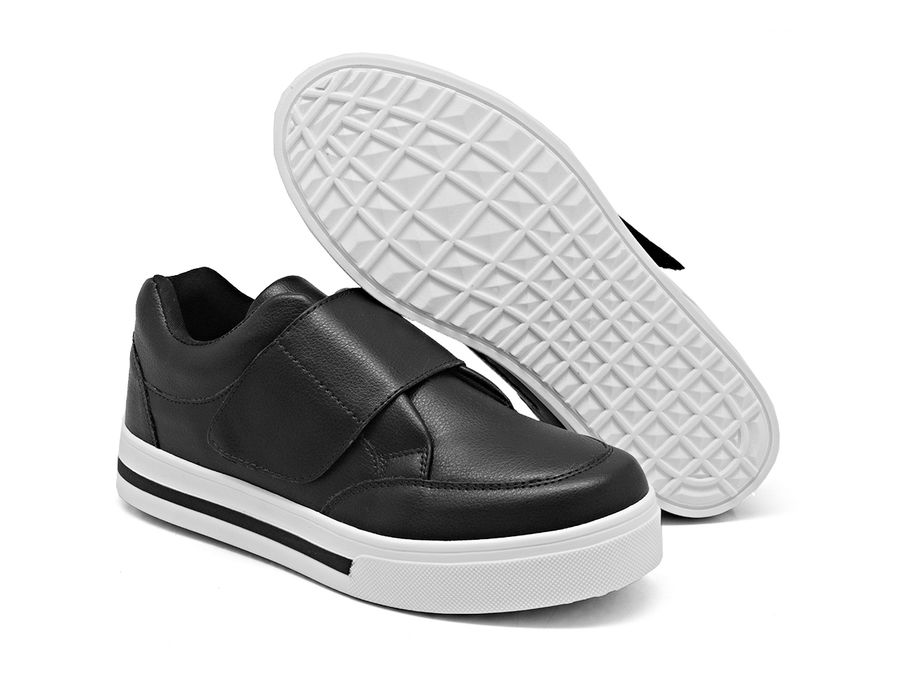 Tênis Slip On Casual Dk Shoes Tira Auto Colante Preto