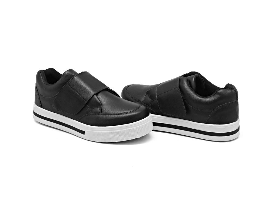 Tênis Slip On Casual Dk Shoes Tira Auto Colante Preto