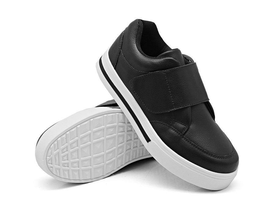 Tênis Slip On Casual Dk Shoes Tira Auto Colante Preto
