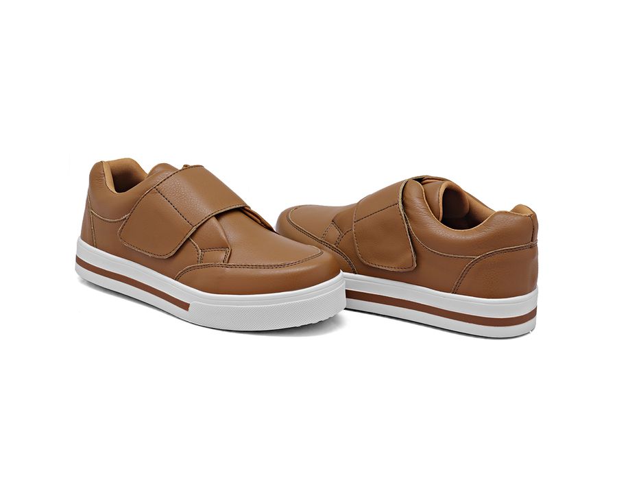 Tênis Slip On Casual Dk Shoes Tira Auto Colante Caramelo