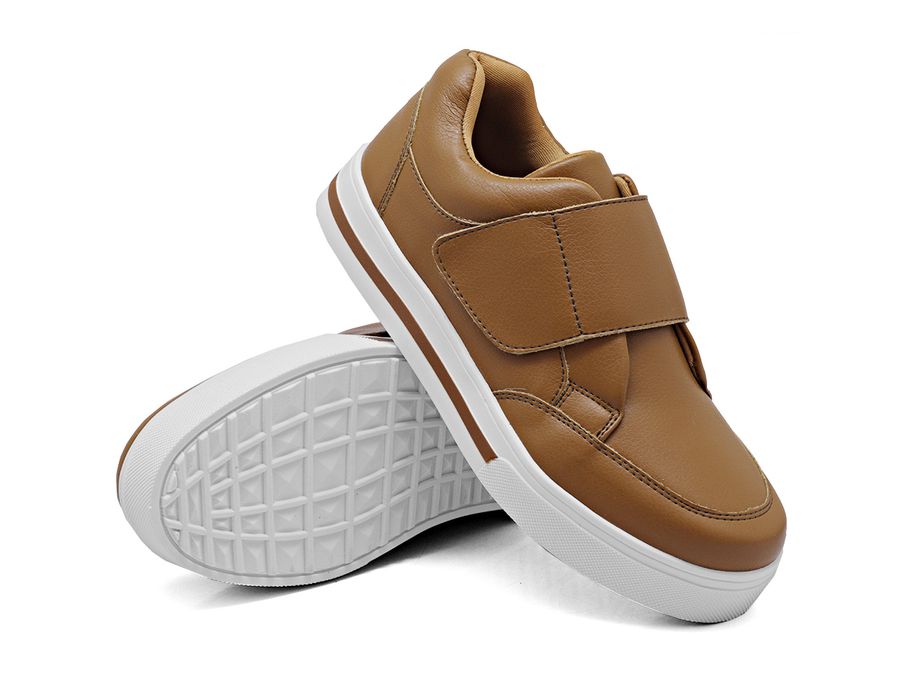Tênis Slip On Casual Dk Shoes Tira Auto Colante Caramelo