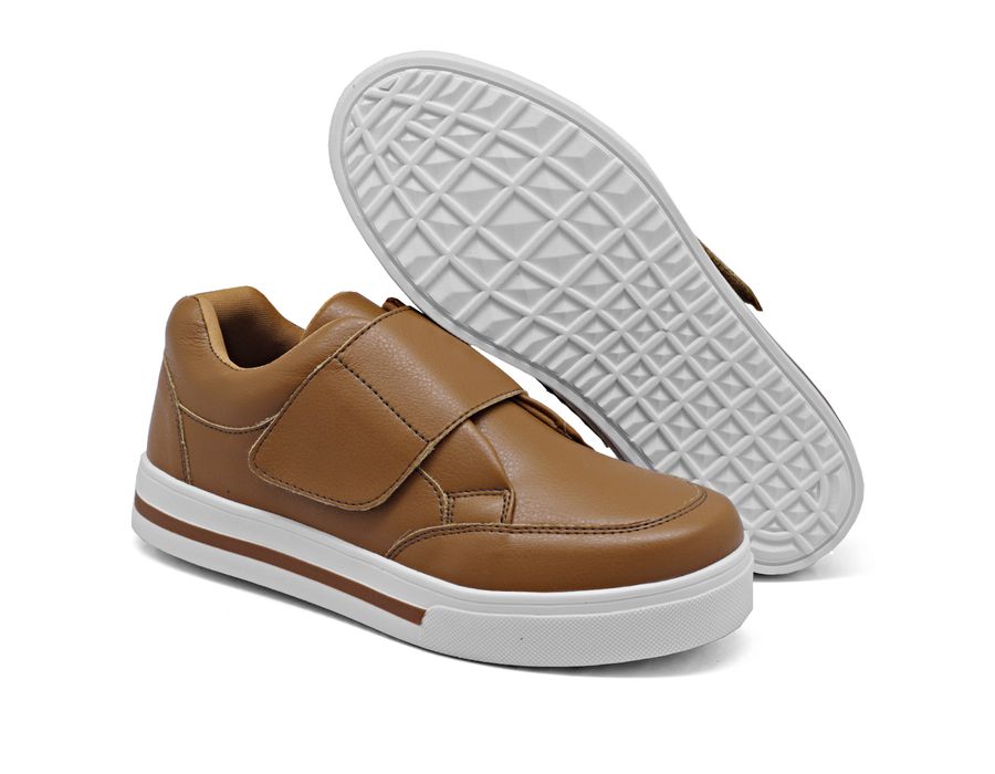Tênis Slip On Casual Dk Shoes Tira Auto Colante Caramelo