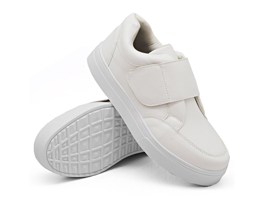 Tênis Slip On Casual Dk Shoes Tira Auto Colante Branco