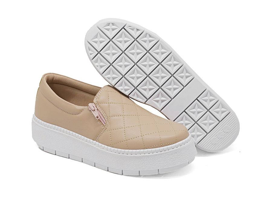 SlipOn Feminino Matelasse Ziper Lateral DK Shoes Rose