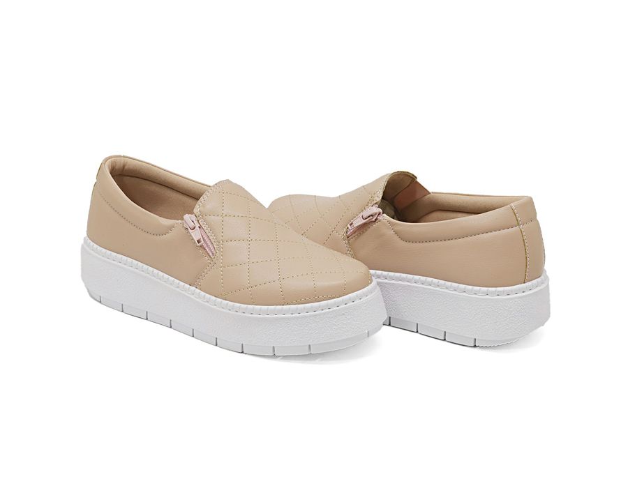 SlipOn Feminino Matelasse Ziper Lateral DK Shoes Rose