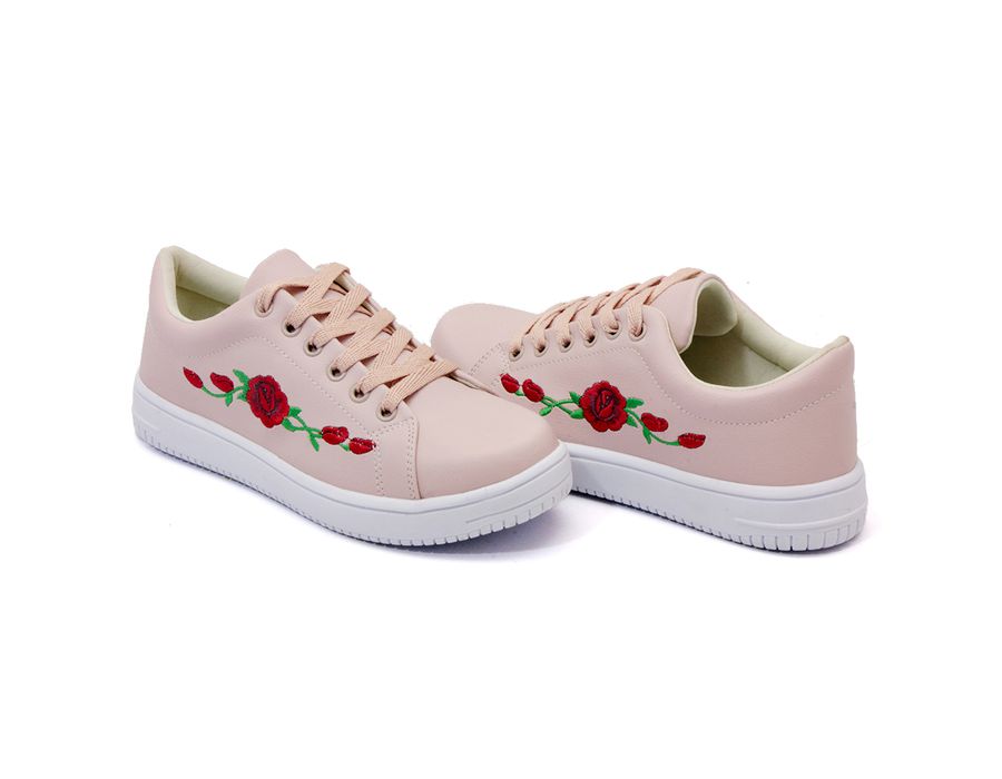 Tênis Siena Bordado Flor Dk Shoes Rosê