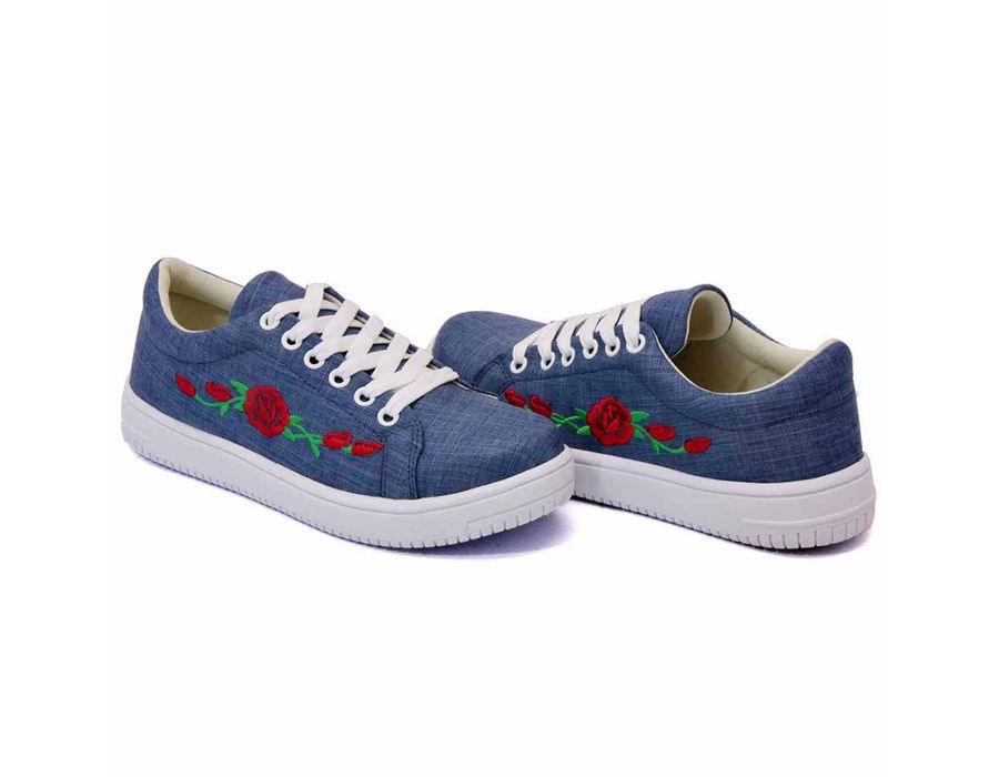 Tênis Siena Bordado Flor Dk Shoes Jeans Claro