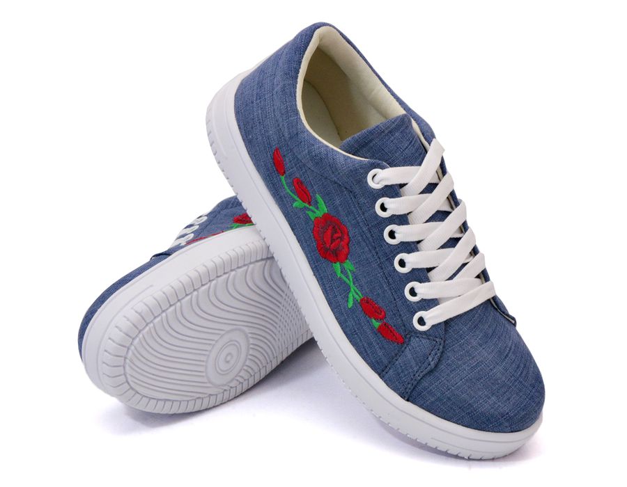 Tênis Siena Bordado Flor Dk Shoes Jeans Claro