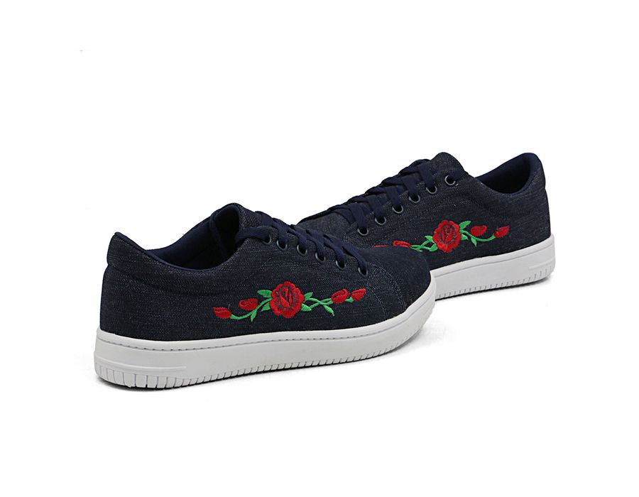 Tênis Siena Bordado Flor Dk Shoes Jeans Escuro