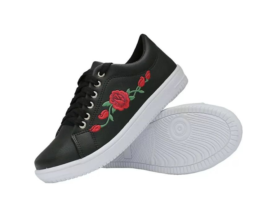 Tênis Siena Bordado Flor Dk Shoes Preto
