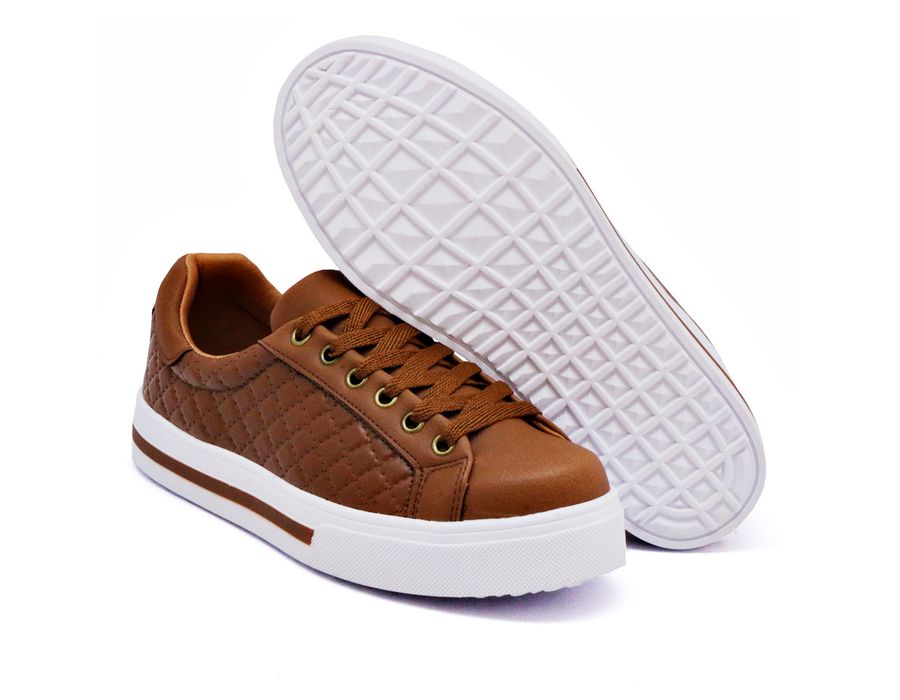 Tênis Casual Costura Matelassê Dk Shoes Caramelo