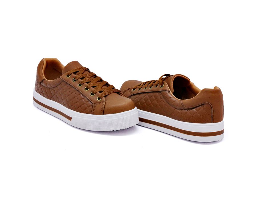 Tênis Casual Costura Matelassê Dk Shoes Caramelo