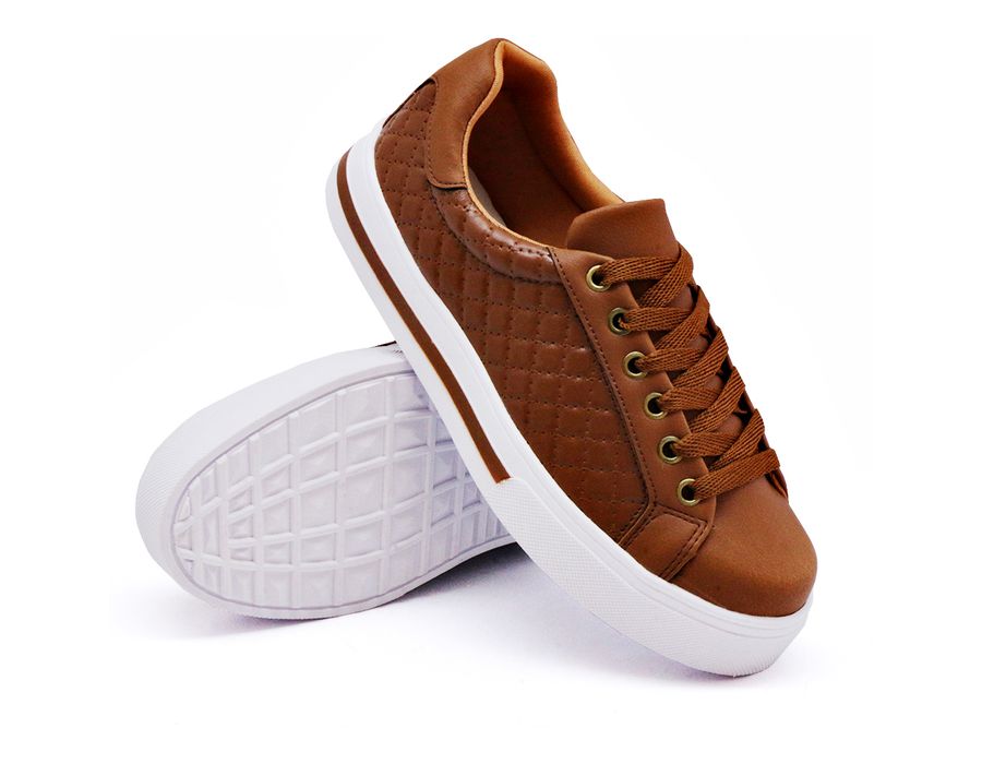 Tênis Casual Costura Matelassê Dk Shoes Caramelo