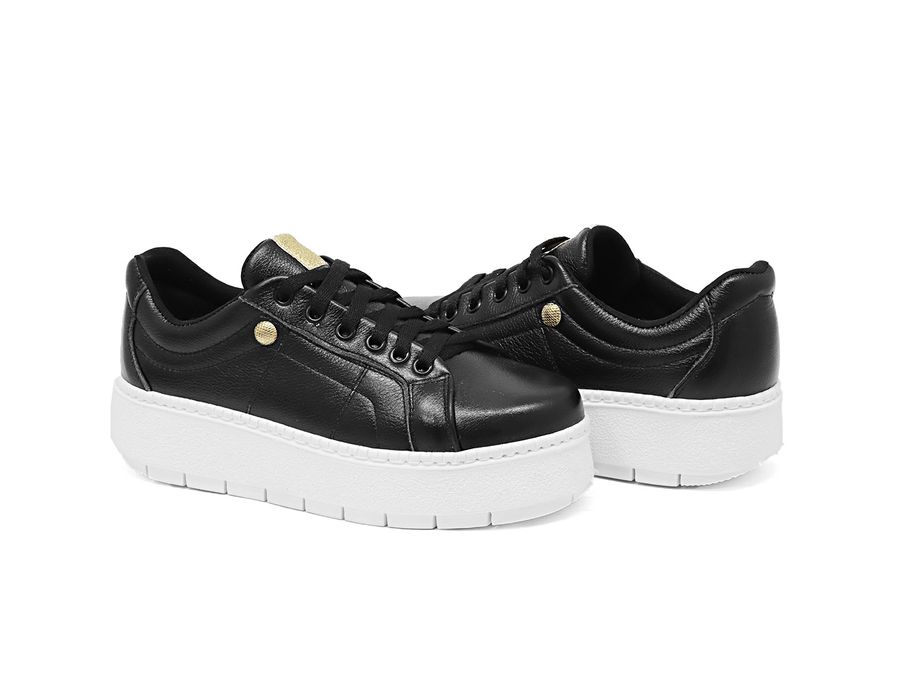 Tênis Casual Flat Amarrar Glitter DK Shoes Preto