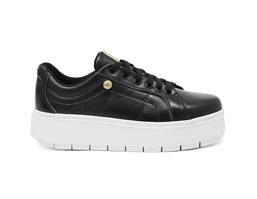 Tênis Casual Flat Amarrar Glitter DK Shoes Preto