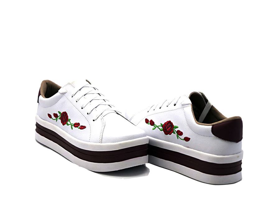 Tênis Casual Flat Form Detalhe Bordado Lateral DK Shoes Branco