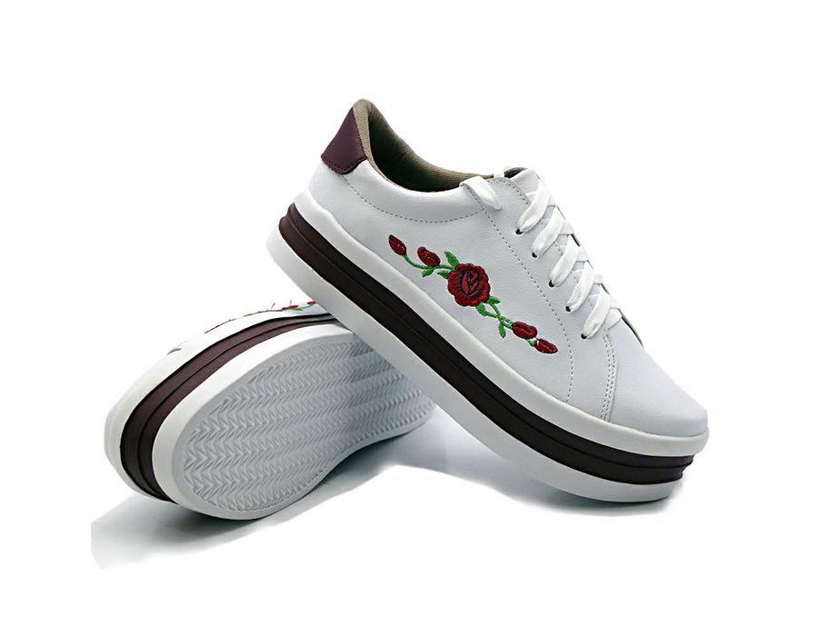Tênis Casual Flat Form Detalhe Bordado Lateral DK Shoes Branco