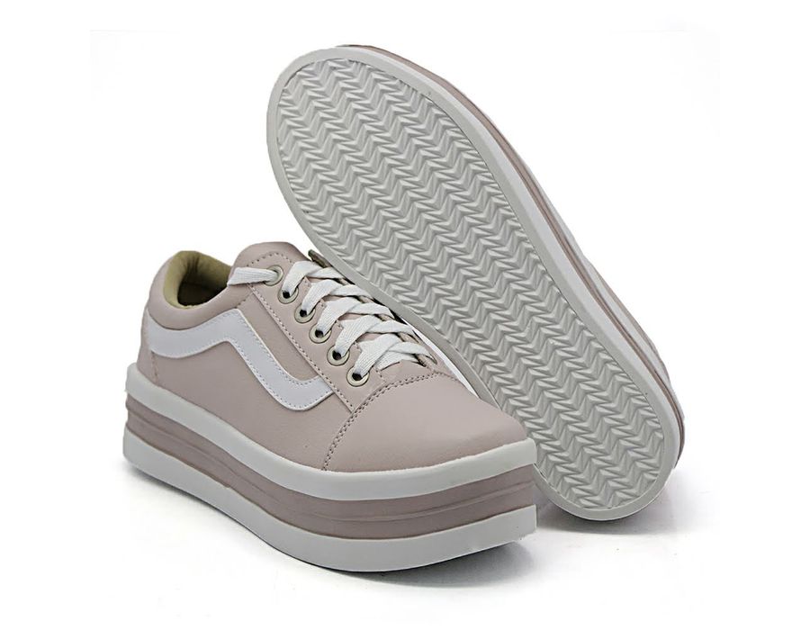 Tênis Casual Flat Form Amarrar detalhe Lateral DK Shoes Rose