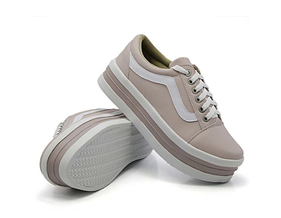 Tênis Casual Flat Form Amarrar detalhe Lateral DK Shoes Rose
