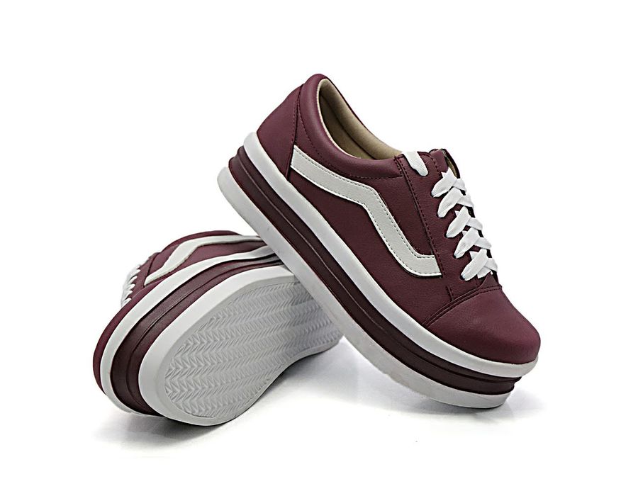 Tênis Casual Flat Form Amarrar detalhe Lateral DK Shoes Bordo