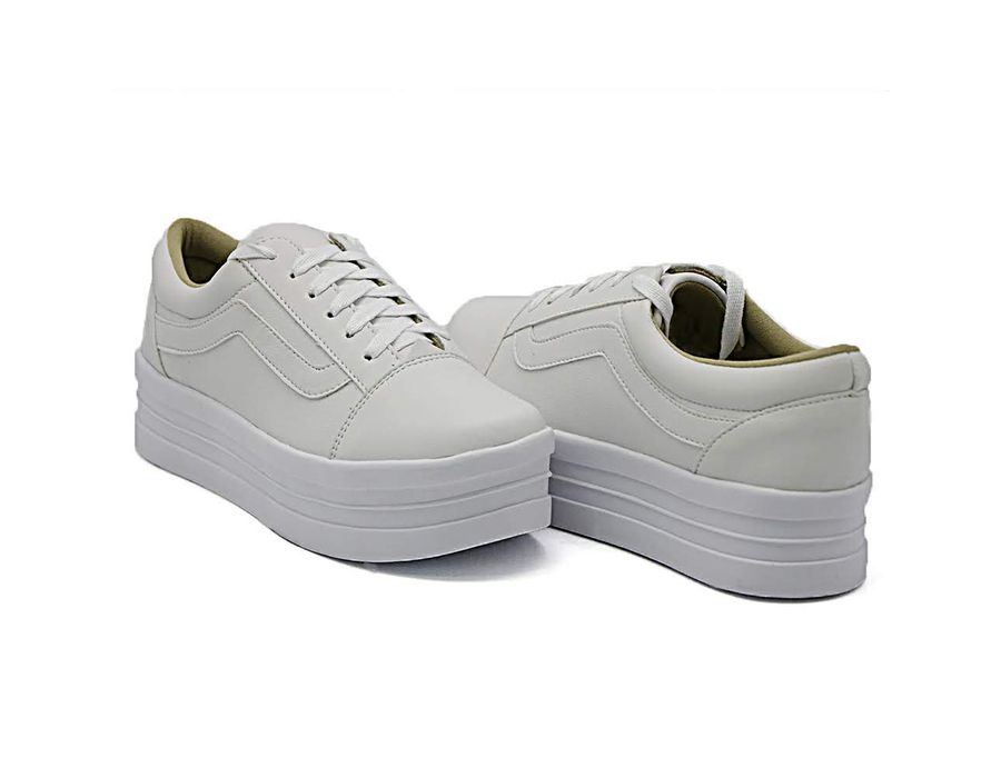 Tênis Casual Flat Form Amarrar detalhe Lateral DK Shoes Branco