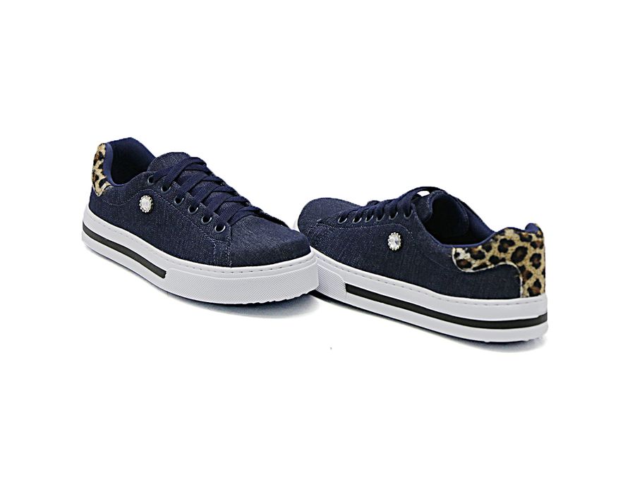 Tênis Casual Listra Sola Detalhe Pedra DK Shoes Azul Escuro