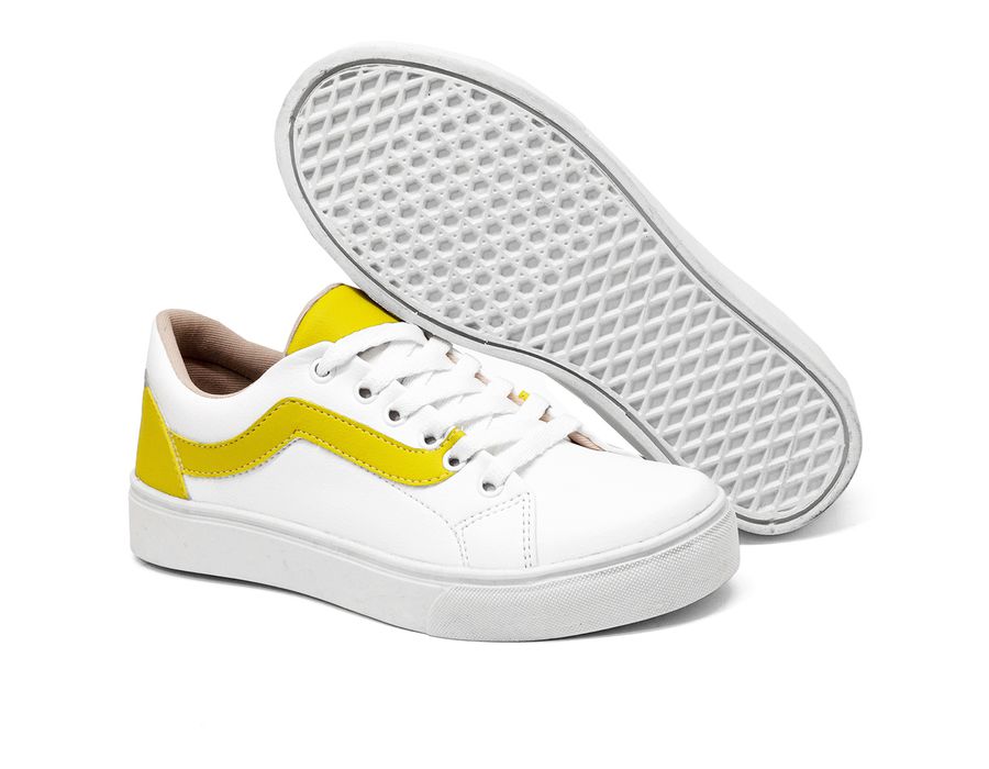 Tênis Casual Siena Dk Shoes Com Cadarço Branco Amarelo