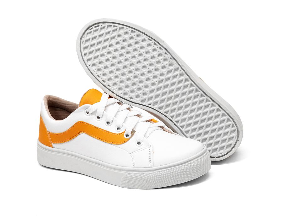 Tênis Casual Siena Dk Shoes Com Cadarço Branco Laranja