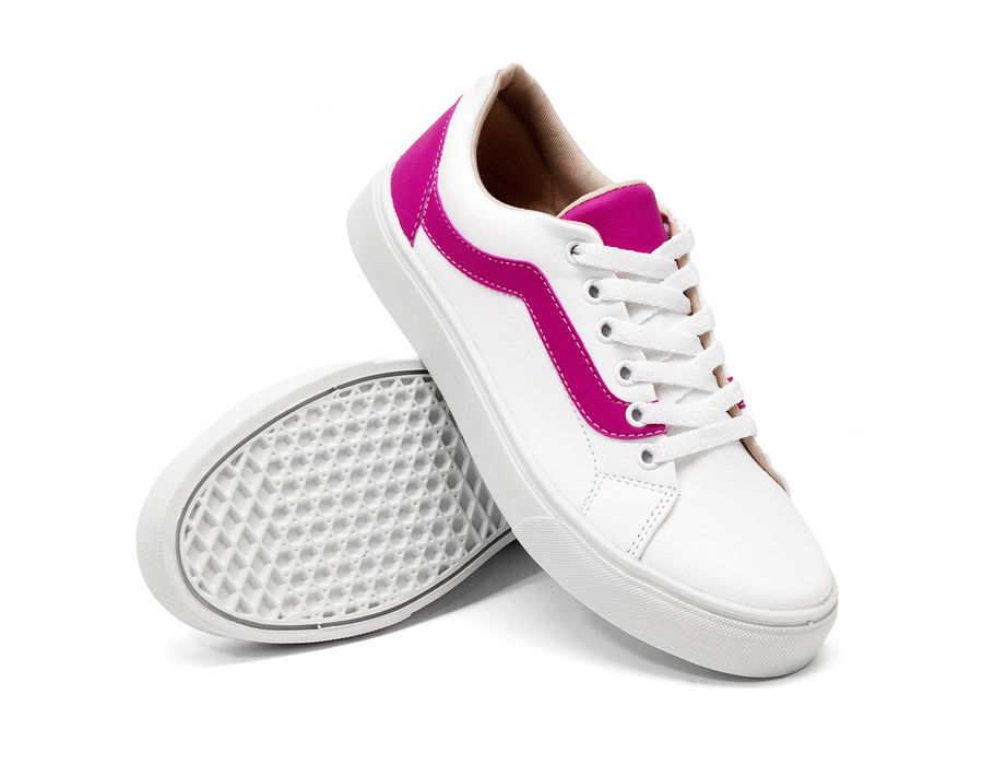 Tênis Casual Siena Dk Shoes Com Cadarço Branco Pink
