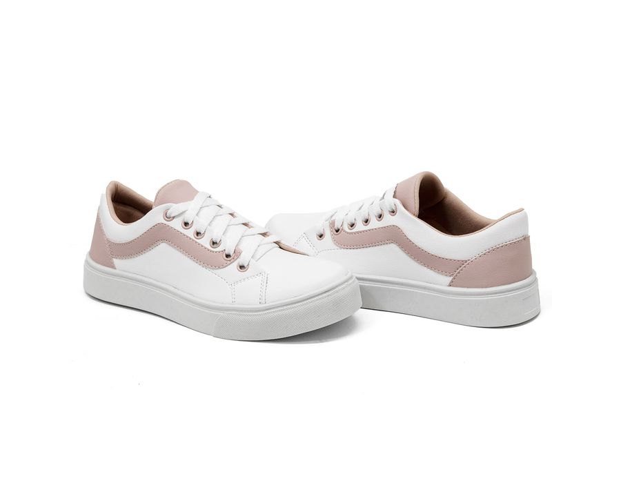 Tênis Casual Siena Dk Shoes Com Cadarço Branco Rose