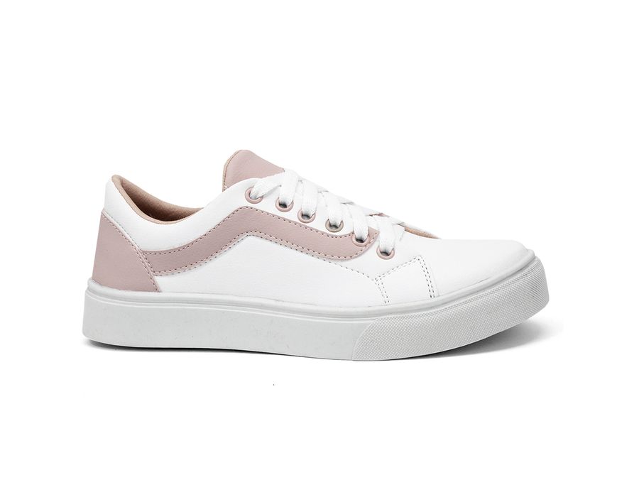 Tênis Casual Siena Dk Shoes Com Cadarço Branco Rose