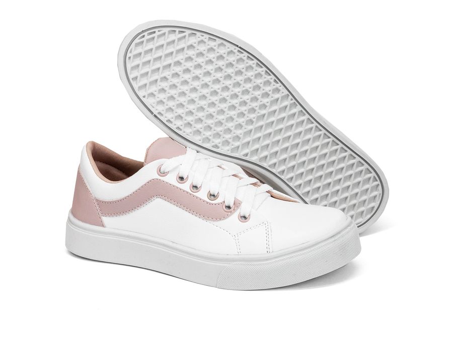 Tênis Casual Siena Dk Shoes Com Cadarço Branco Rose