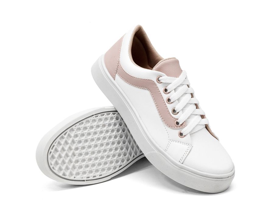 Tênis Casual Siena Dk Shoes Com Cadarço Branco Rose