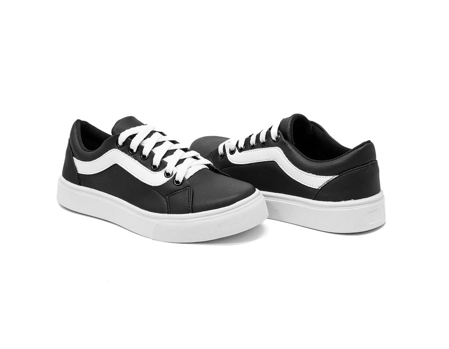 Tênis Casual Siena Dk Shoes Com Cadarço Preto Branco