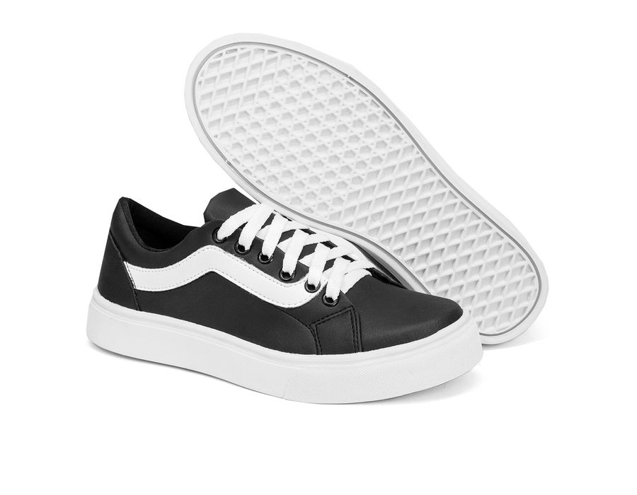 Tênis Casual Siena Dk Shoes Com Cadarço Preto Branco
