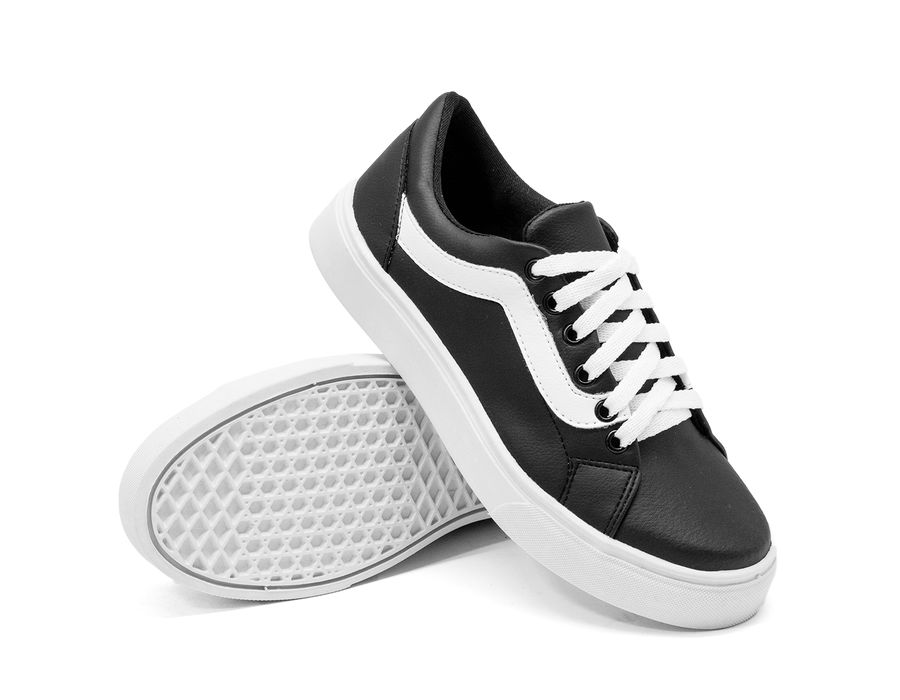 Tênis Casual Siena Dk Shoes Com Cadarço Preto Branco
