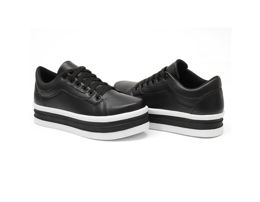 Tênis Casual Flat Form com Cadarço Dk Shoes Preto