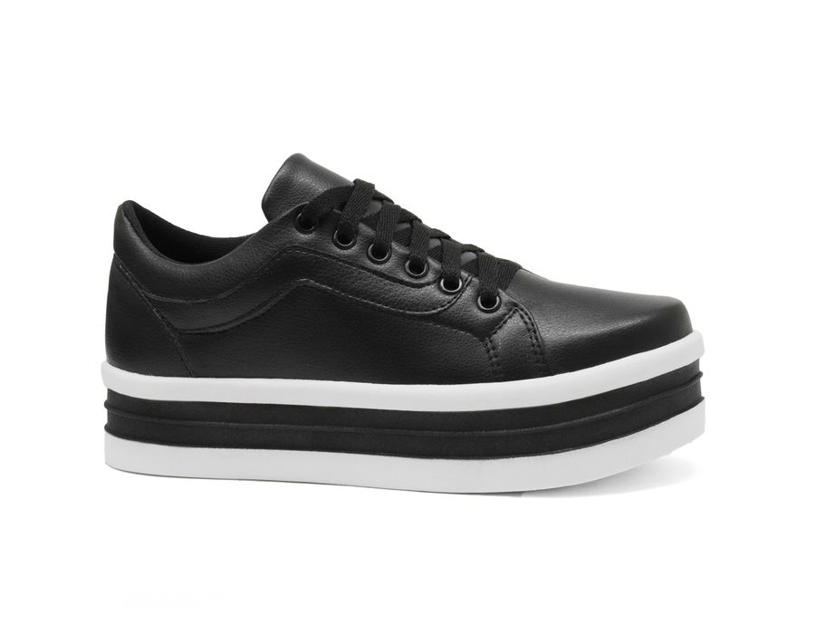 Tênis Casual Flat Form com Cadarço Dk Shoes Preto