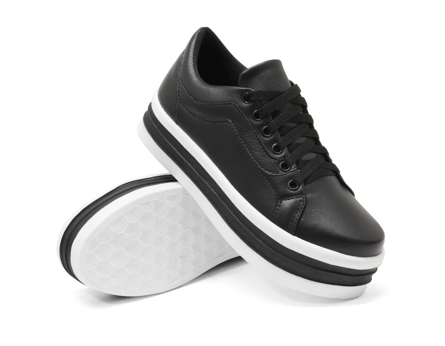 Tênis Casual Flat Form com Cadarço Dk Shoes Preto