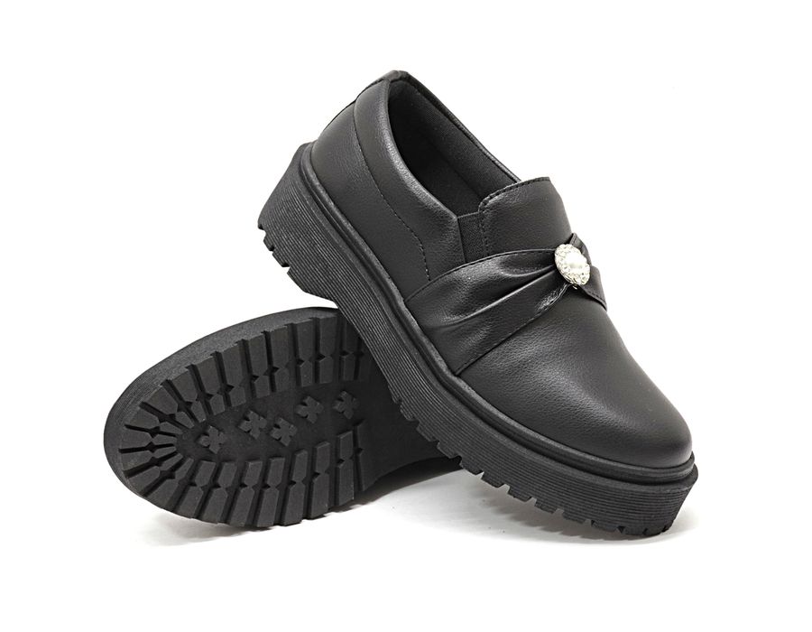 Tênis Slip On Oxford Dk Shoes Detalhe Pedra Preto