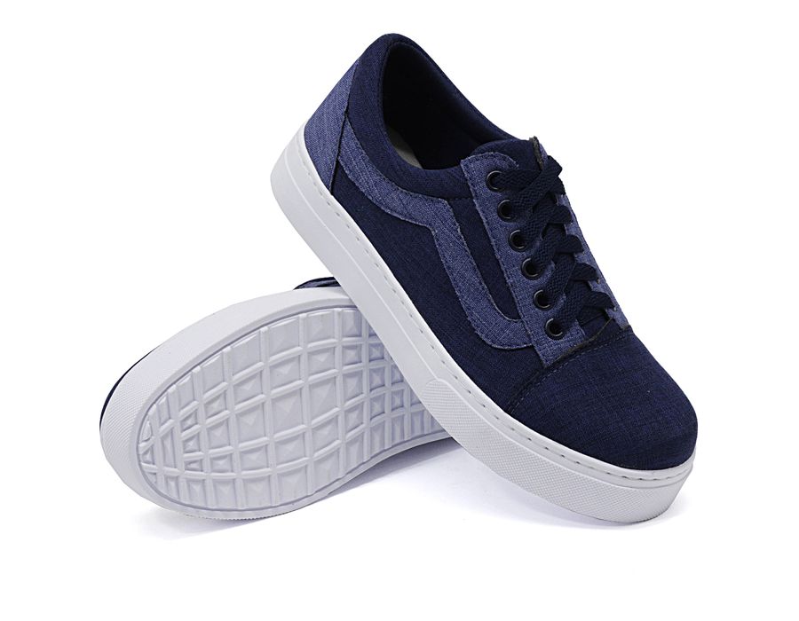 Tênis Casual Siena Dk Shoes Com Cadarço Jeans Escuro