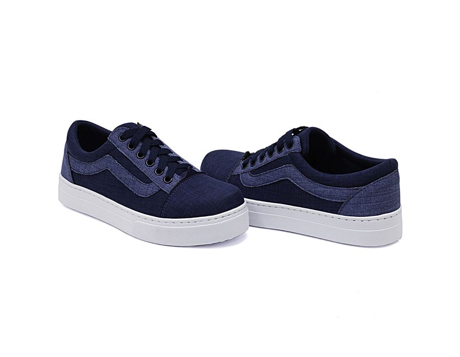 Tênis Casual Siena Dk Shoes Com Cadarço Jeans Escuro
