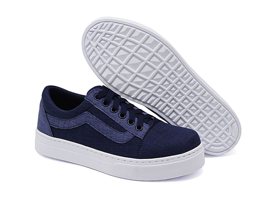 Tênis Casual Siena Dk Shoes Com Cadarço Jeans Escuro