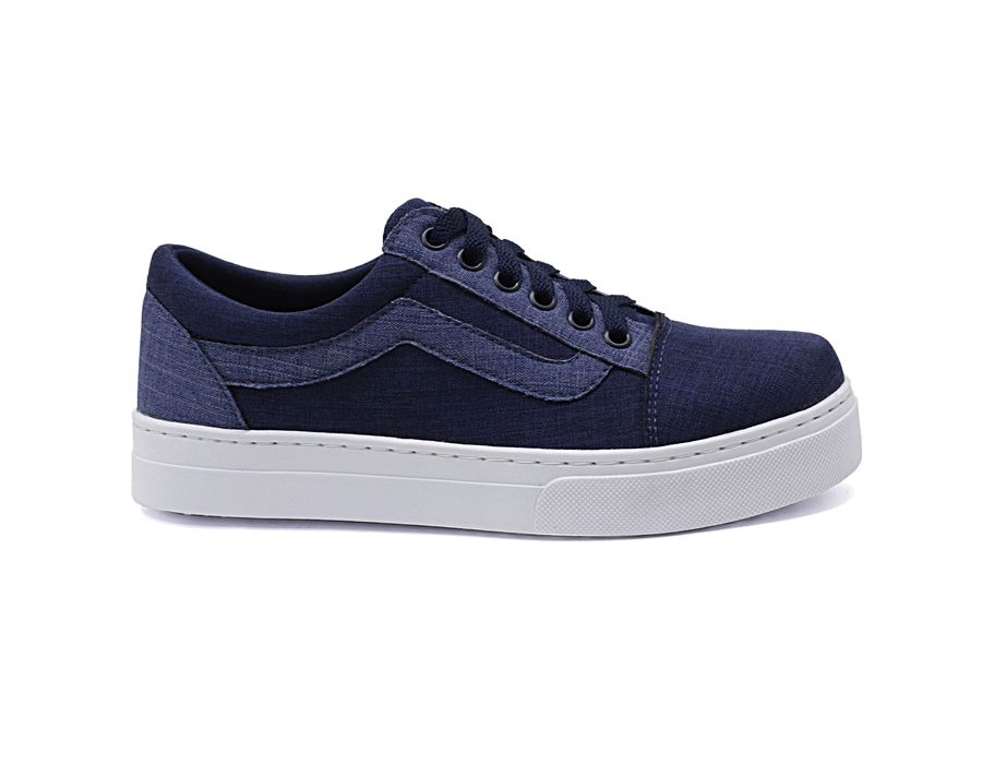 Tênis Casual Siena Dk Shoes Com Cadarço Jeans Escuro