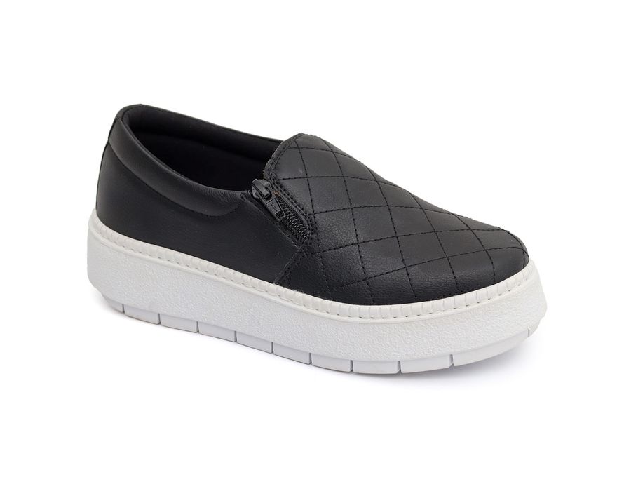 SlipOn Feminino Casual Ziper Lateral DK Shoes Preto
