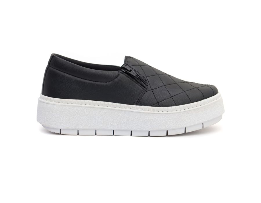 SlipOn Feminino Casual Ziper Lateral DK Shoes Preto