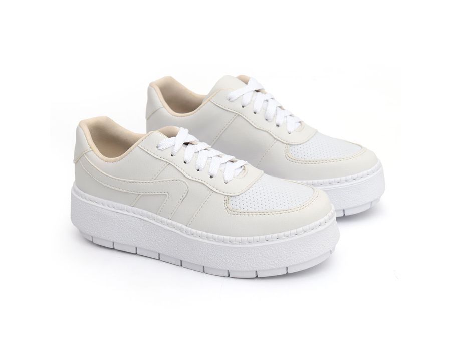 Tênis Casual Flat Form Amarrar Karen Off White