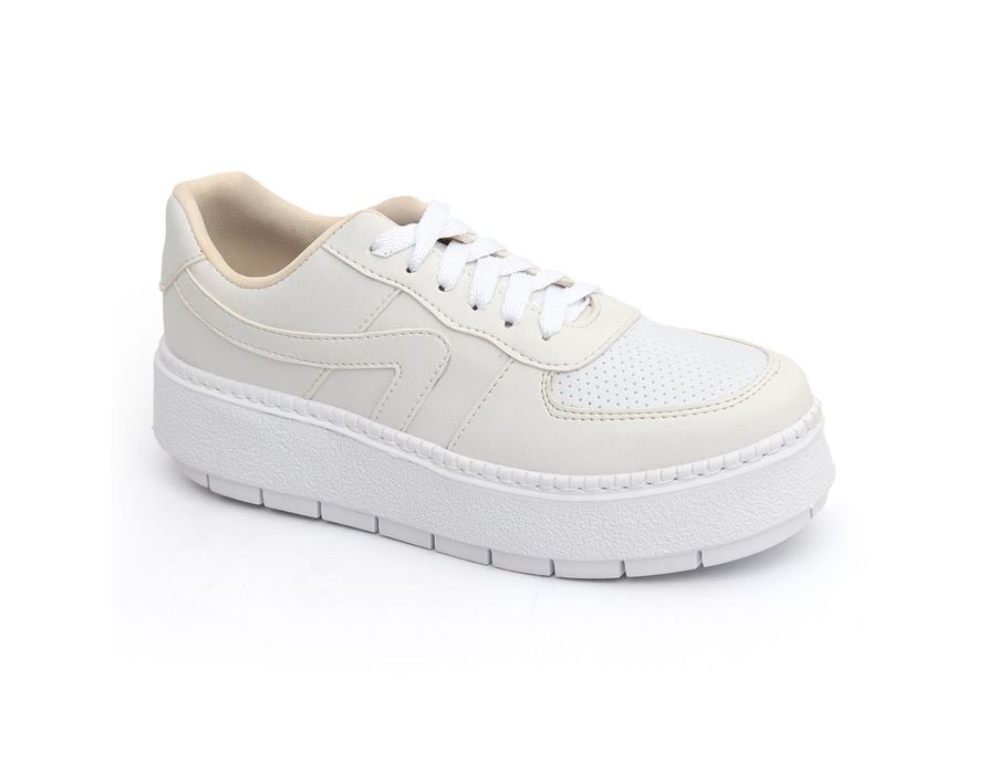 Tênis Casual Flat Form Amarrar Karen Off White