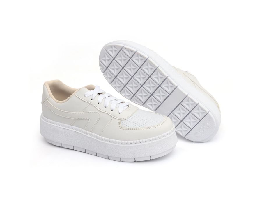 Tênis Casual Flat Form Amarrar Karen Off White